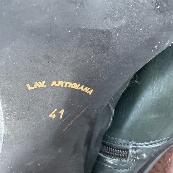 Lavorazione Artigiana Tall Dark Green Leather Boots - Picture 7 of 8